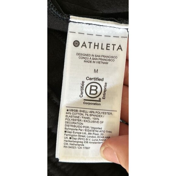 ATHLETA Black Wide Leg Pants Athletic Joggers Pockets Black Size Med - Picture 9 of 9